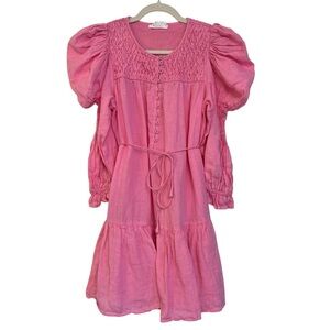 Self-contrast linen shirt/dress